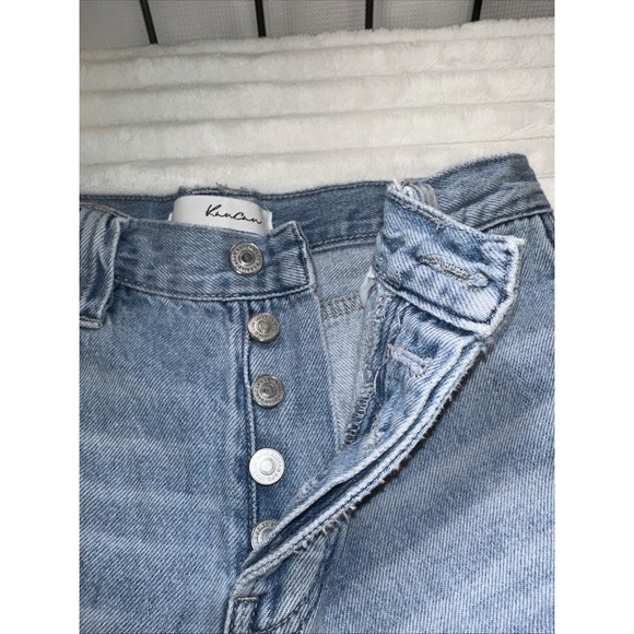 KanCan Womens Mid Rise Boot y Jeans Size 1 / 24 Distressed Light Wash Button Fly - Picture 6 of 8